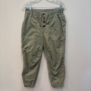 Free People Cadet Pull On Button Fly Capri Jogger Pants Women’s Size Medium
